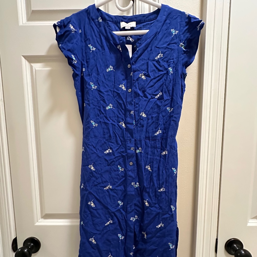 Loft Outlet blue & white button up dress